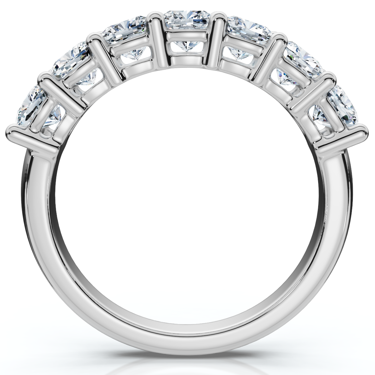 1 3/8Ct Cushion Cut Seven Stone Wedding Ring 14k Gold Lab Grown (E-F, VS)