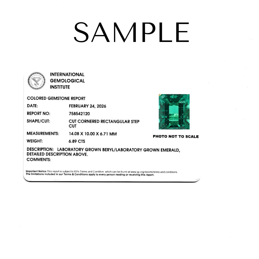 Certified 6 3/4Ct Emerald Solitaire Ring 14k Gold Lab Grown