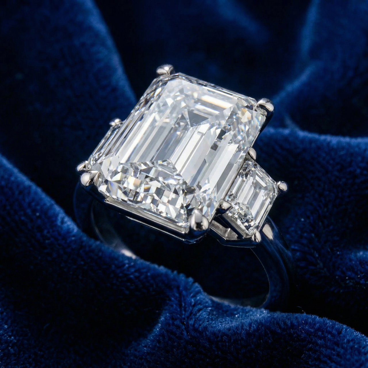 Certified 6 3/4Ct Rachel Emerald Cut Diamond Engagement Ring 14k Gold (E-F, VS)