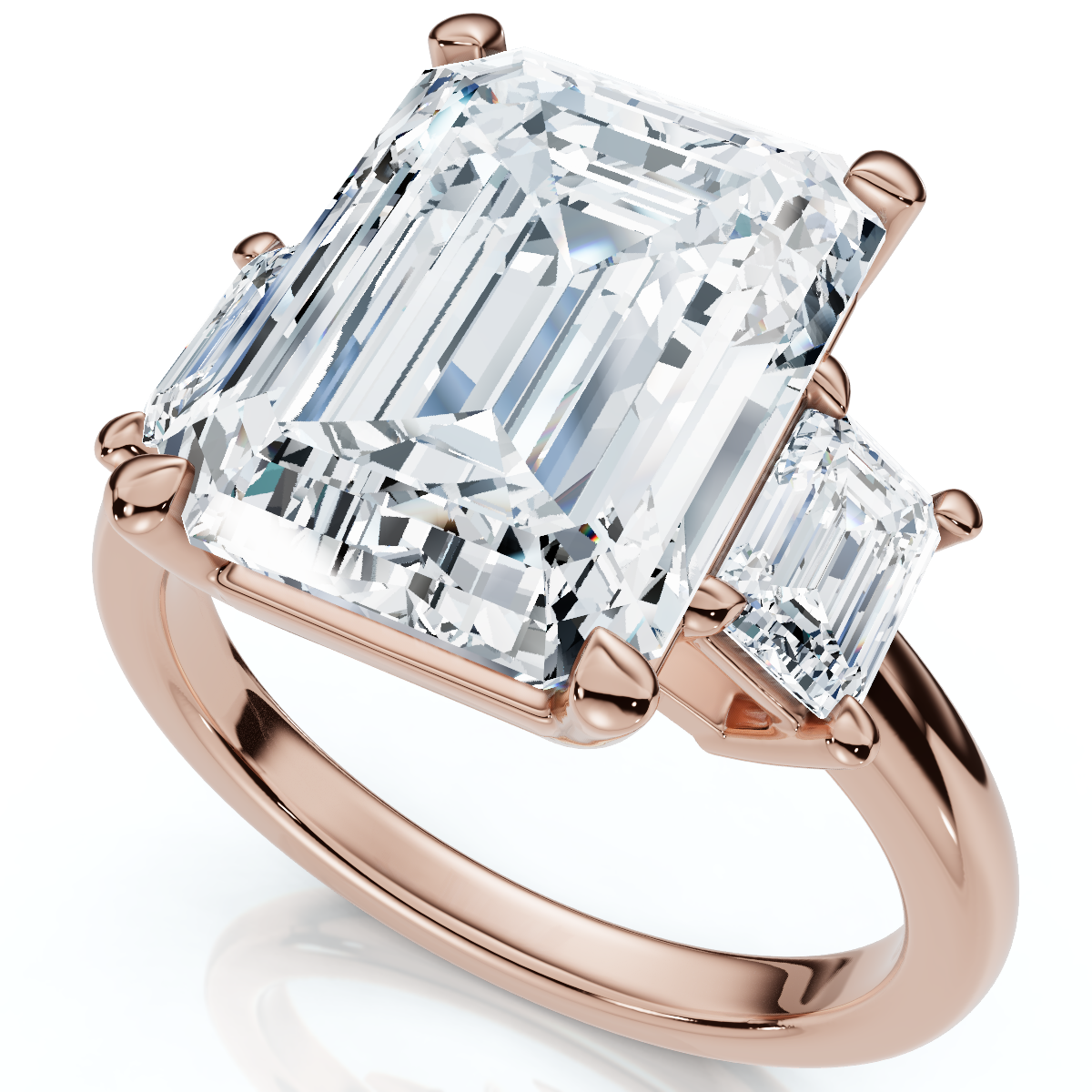 Certified 6 3/4Ct Rachel Emerald Cut Diamond Engagement Ring 14k Gold (E-F, VS)