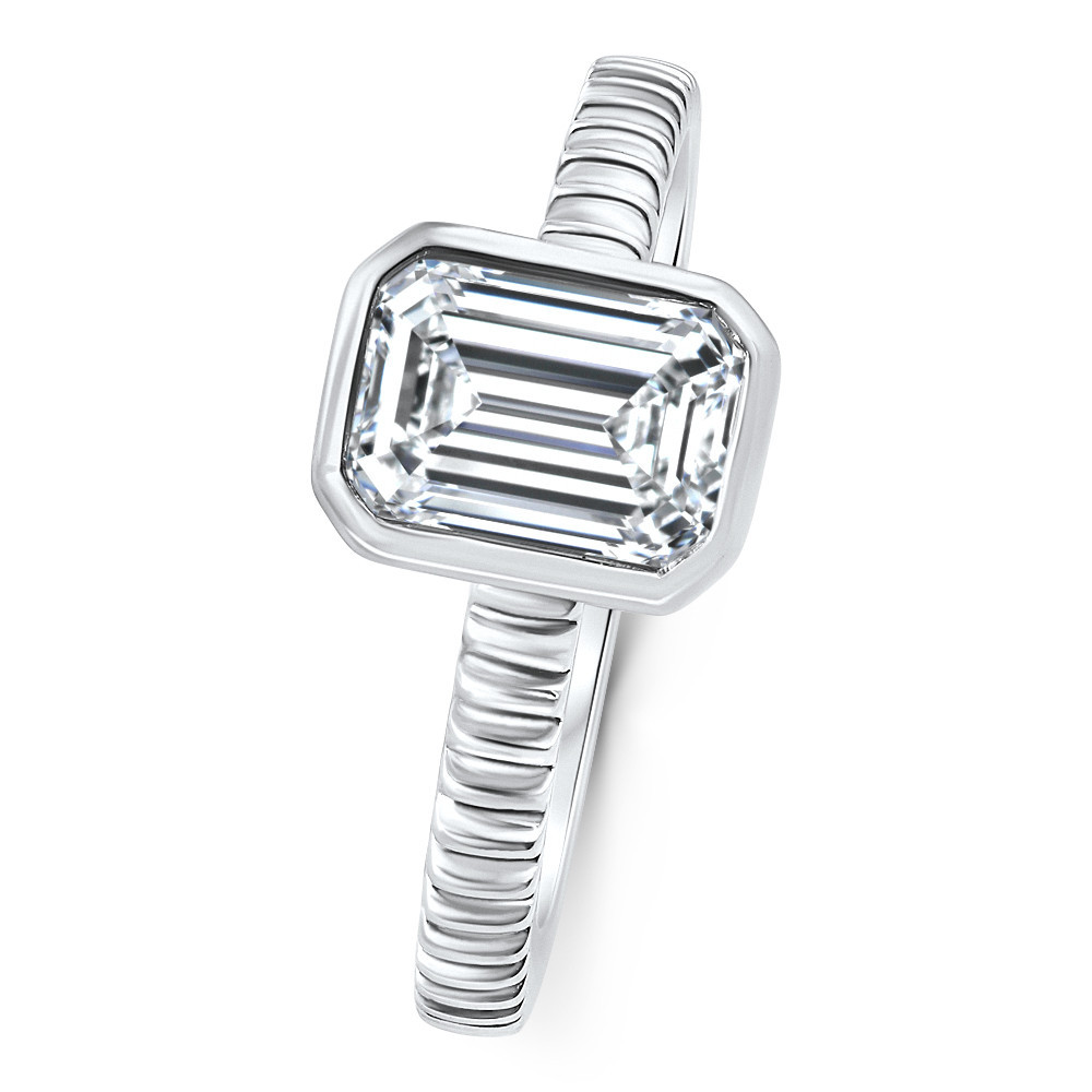 1.52 Ct Emerald Cut Solitaire Diamond Engagement Ring 14k White Gold Lab Grown (G-H, SI)