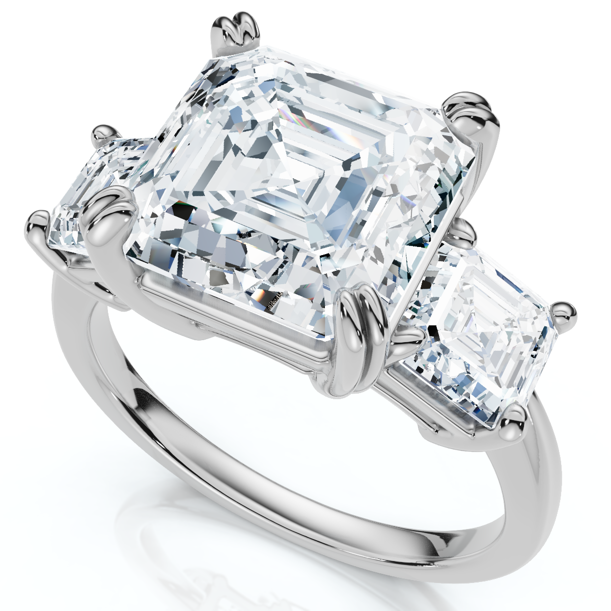 Certified 6Ct Asscher Cut Diamond Engagement Ring 14k Gold Lab Grown (E-F, VS)