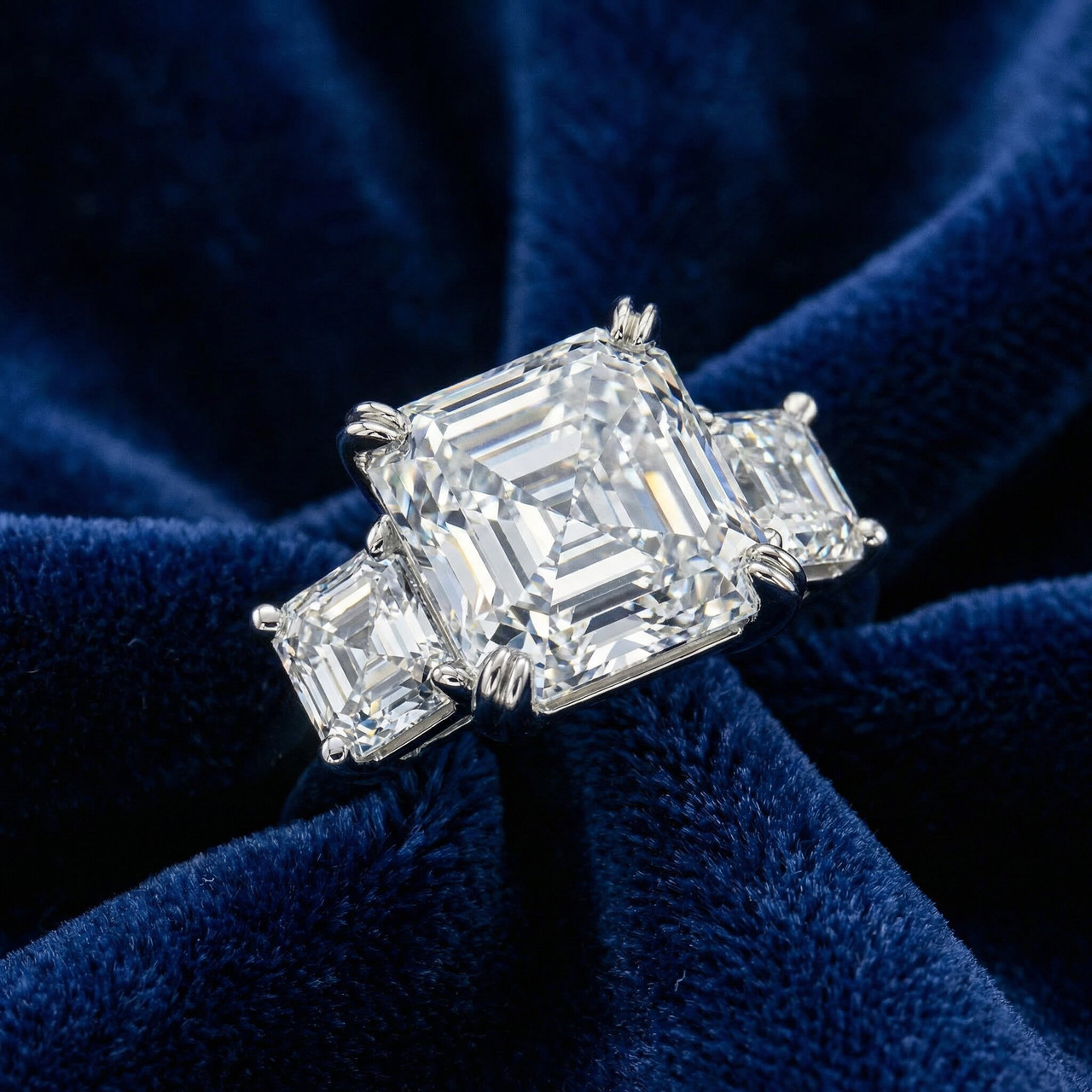 Certified 6Ct Asscher Cut Diamond Engagement Ring 14k Gold Lab Grown (E-F, VS)