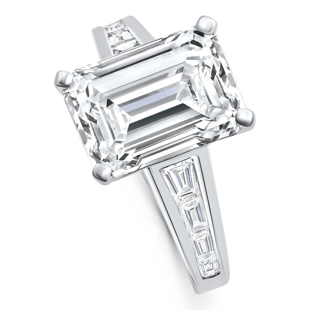 Certified 4 1/2Ct Emerald Diamond Baguette Engagement Ring 14k Gold Lab Grown (G-H, VS)