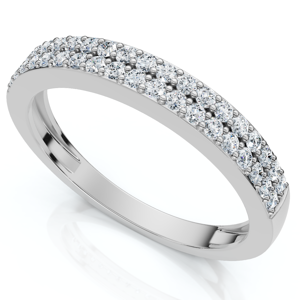 1/4Ct Pave Double Row Wedding Ring Stackable Band 10k Gold Lab Grown (E-F, VS)