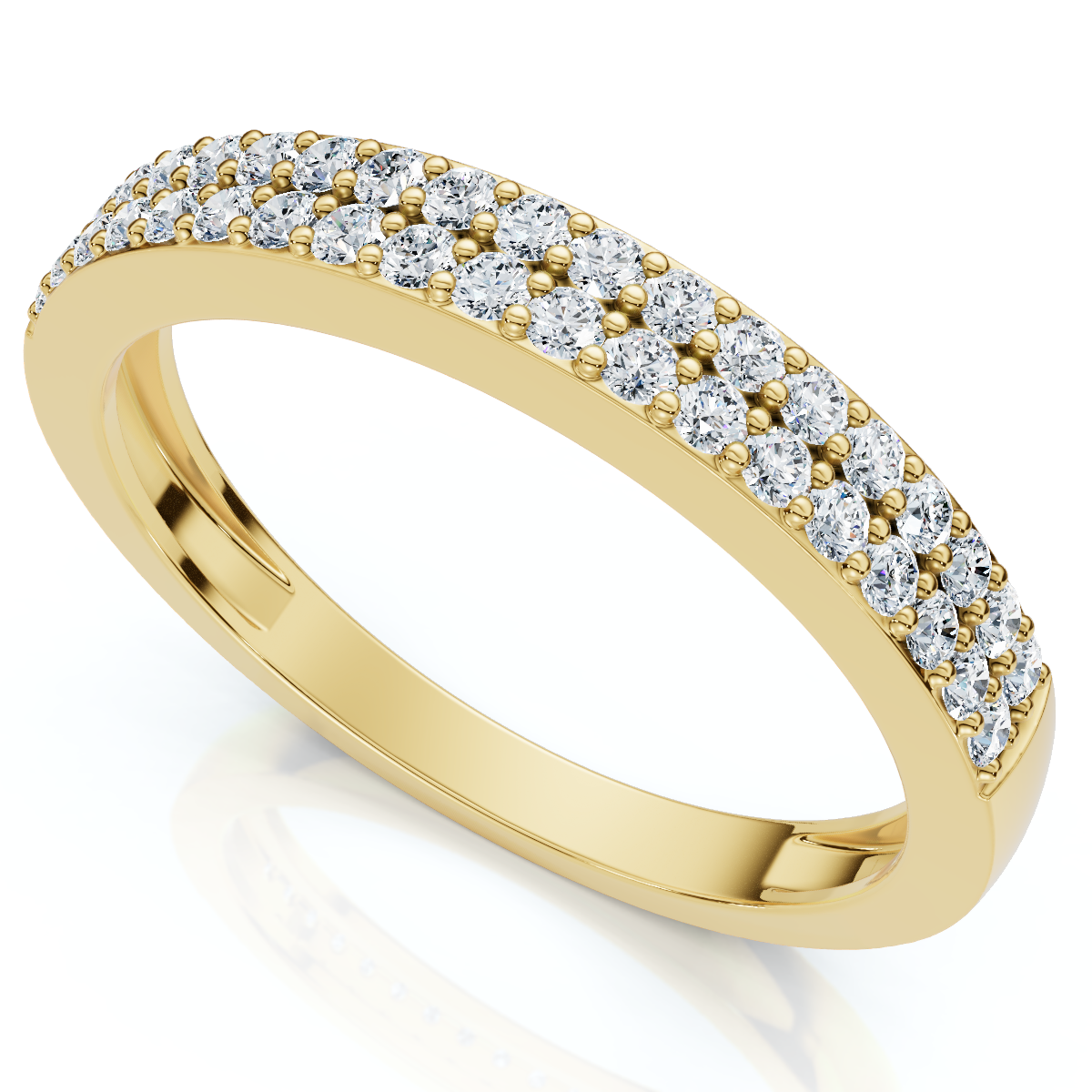 1/4Ct Pave Double Row Wedding Ring Stackable Band 10k Gold Lab Grown (E-F, VS)
