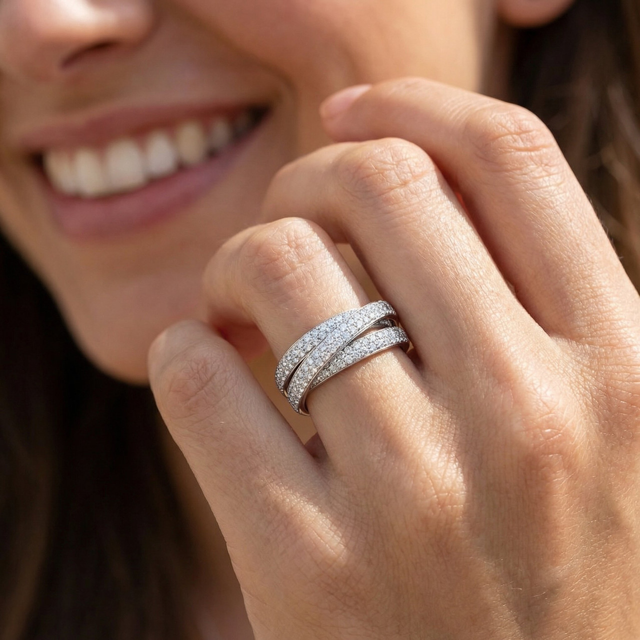 2 3/4ct Rolling Ring Diamond Pave Eternity 14K White Gold (G-H, SI)