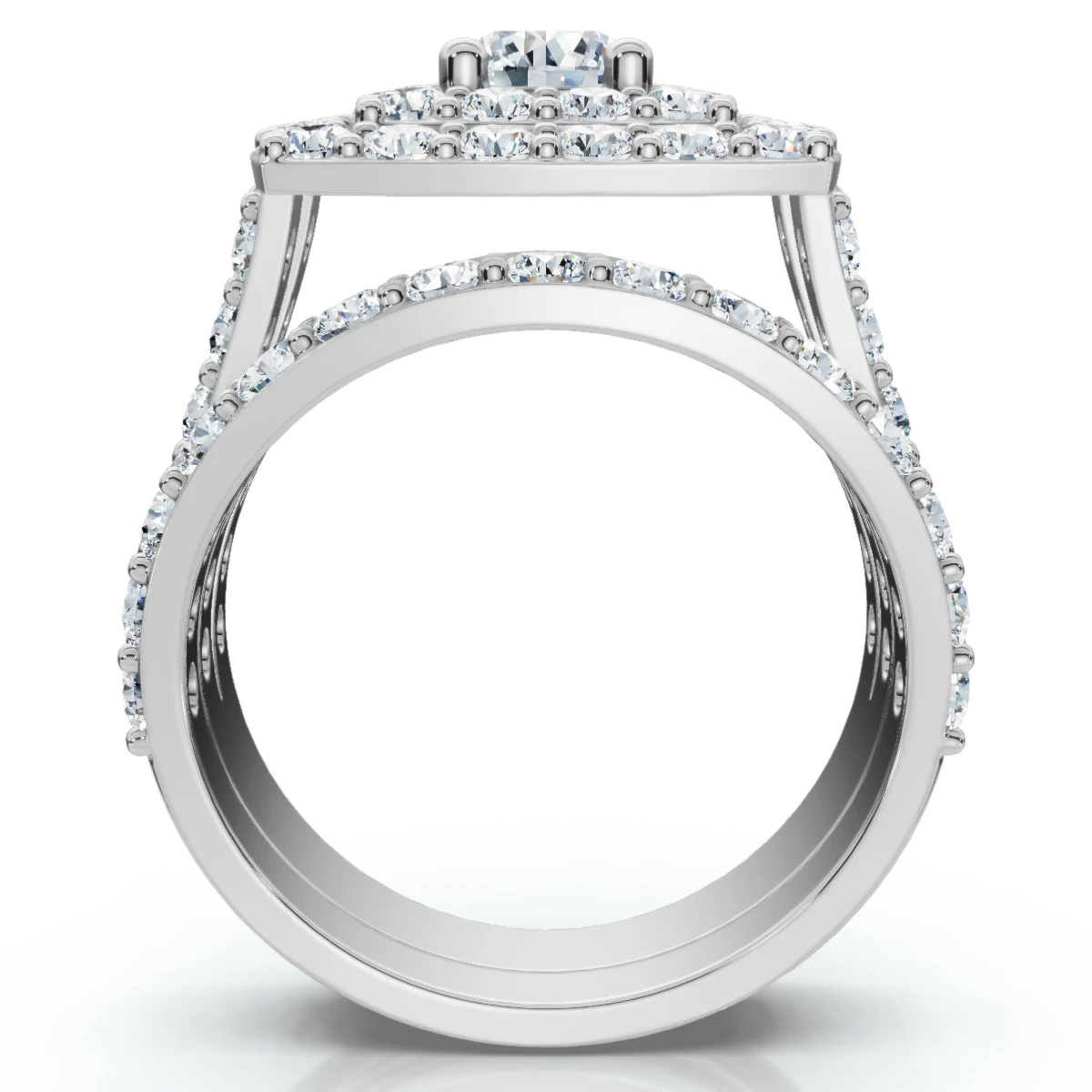 3Ct Cushion Halo Diamond Engagement Wedding Ring Set Lab Grown 10k (E-F, VS)