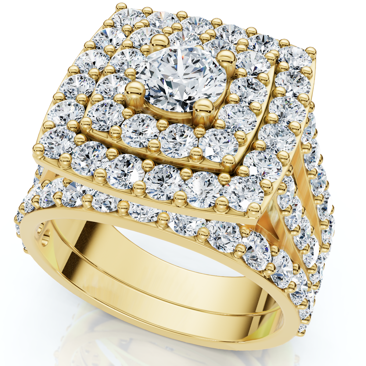 3Ct Cushion Halo Diamond Engagement Wedding Ring Set Lab Grown 10k (E-F, VS)
