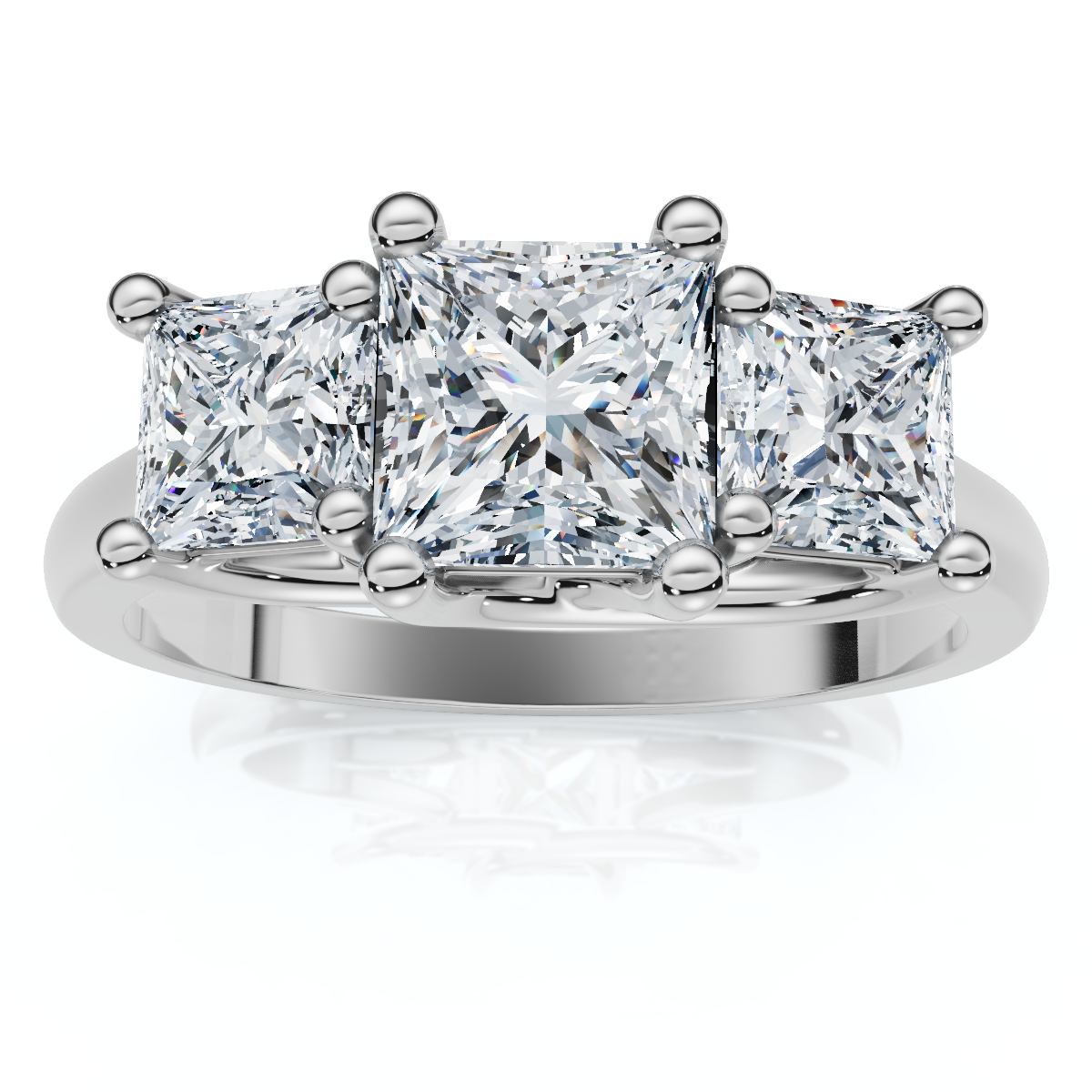 1 1/2Ct Princess Cut Diamond May Engagement 3-Stone Ring 14k Gold Lab Grown (E-F, VS)