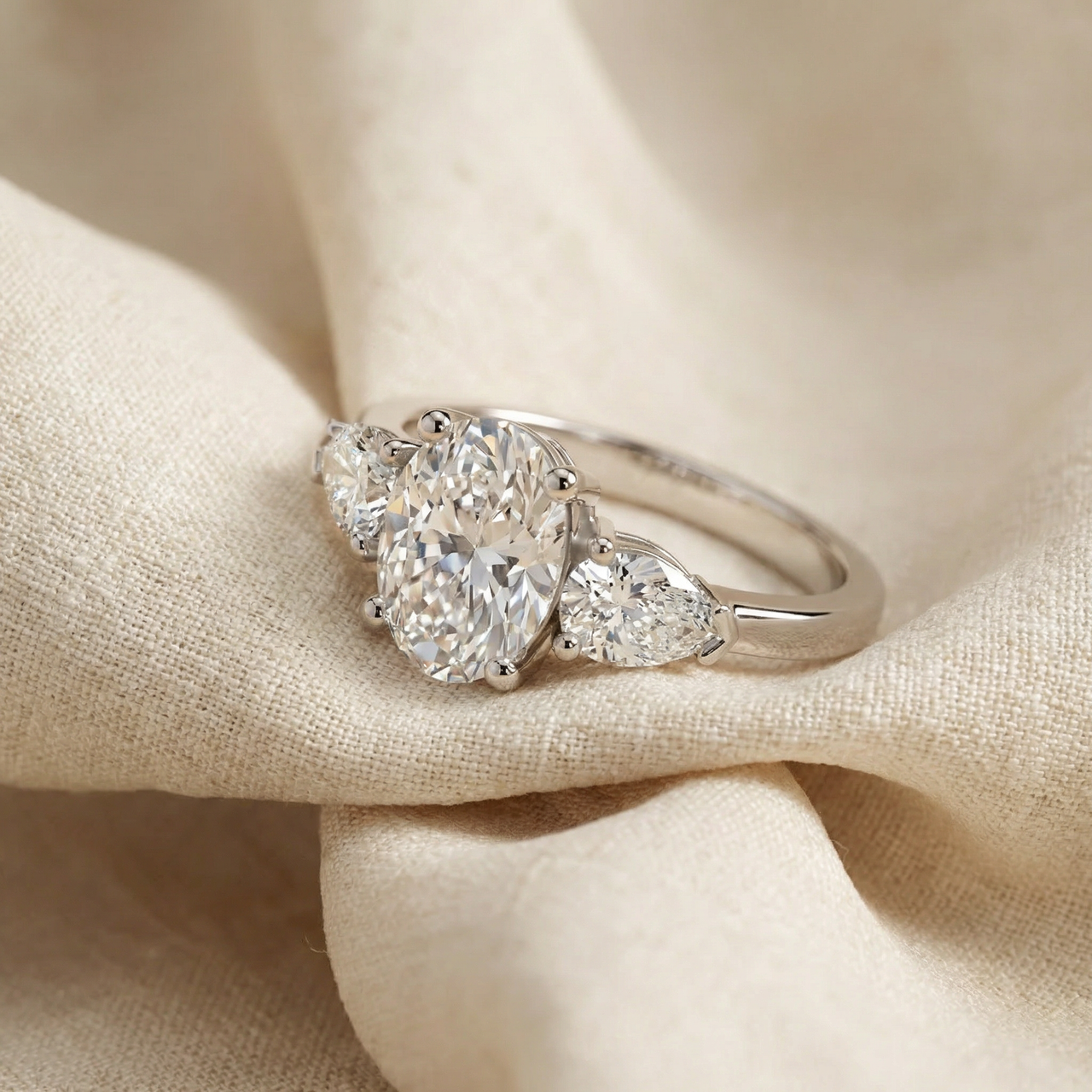 1 1/2Ct Oval Michelle Diamond Engagement Ring 14k Gold or Platinum Lab Grown (E-F, VS)