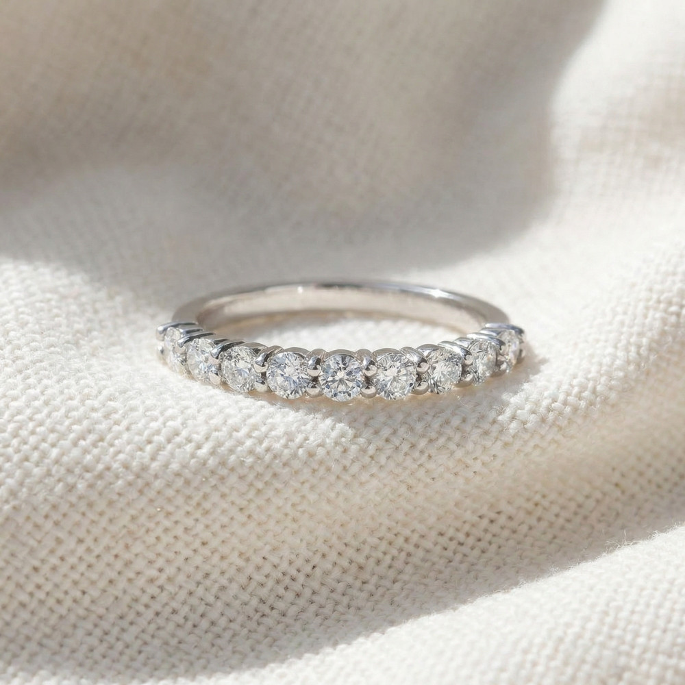 1/2 Ct Lab Grown Diamond Stackable Anniversary Wedding Ring White Gold (G-H, SI)