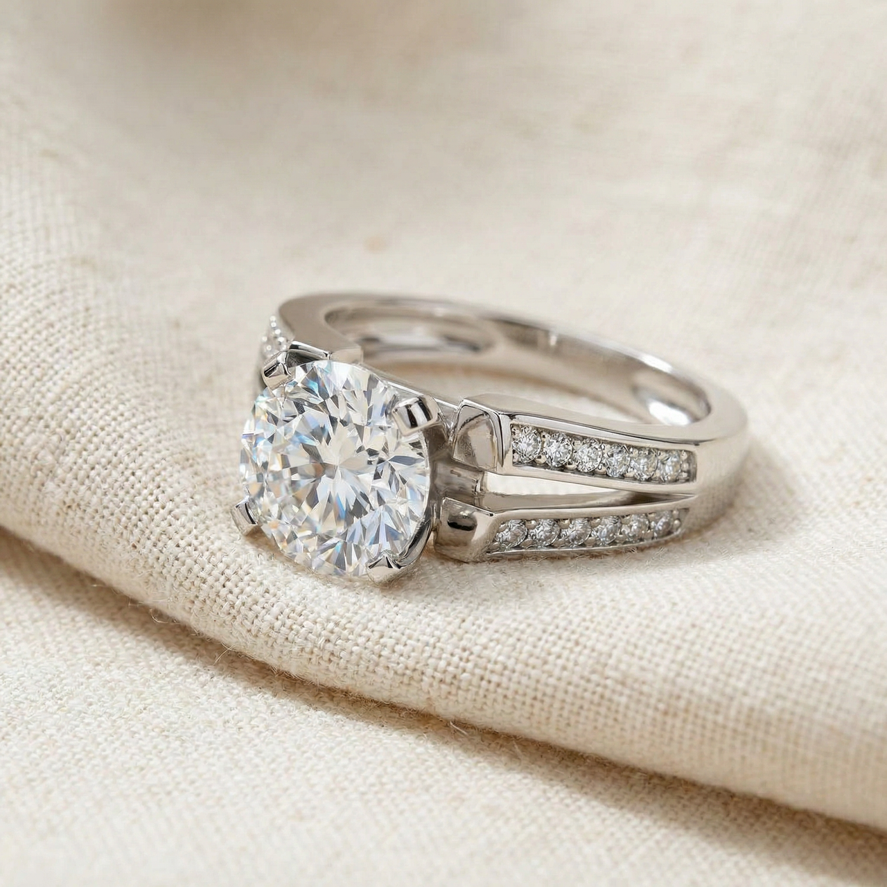 Certified 2 1/5Ct Alexa Diamond Engagement Ring 14k Gold Lab Grown (2ct center) (F-G, VS)