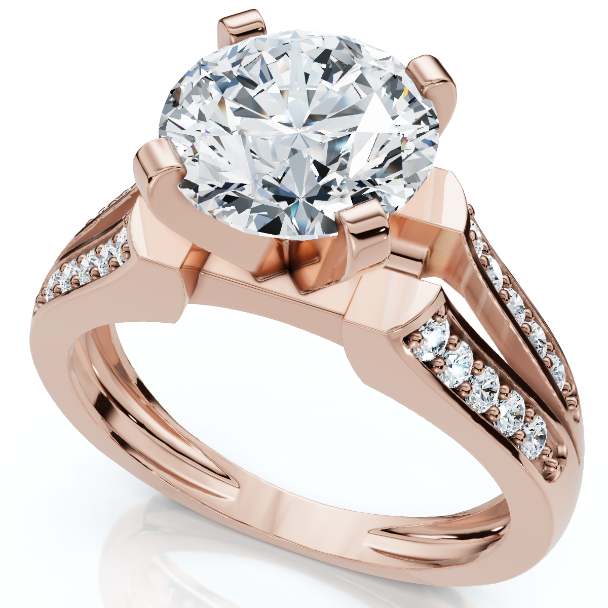 Certified 2 1/5Ct Alexa Diamond Engagement Ring 14k Gold Lab Grown (2ct center) (F-G, VS)