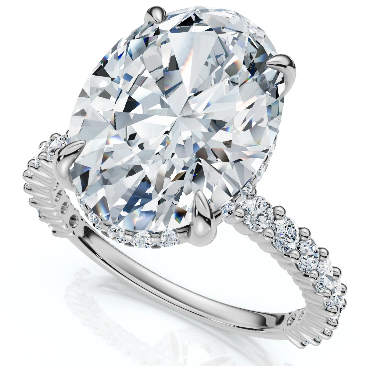 Certified 4 1/2Ct Hidden Halo Diamond Engagement Ring 14k Gold Lab Grown (E-F, VS)