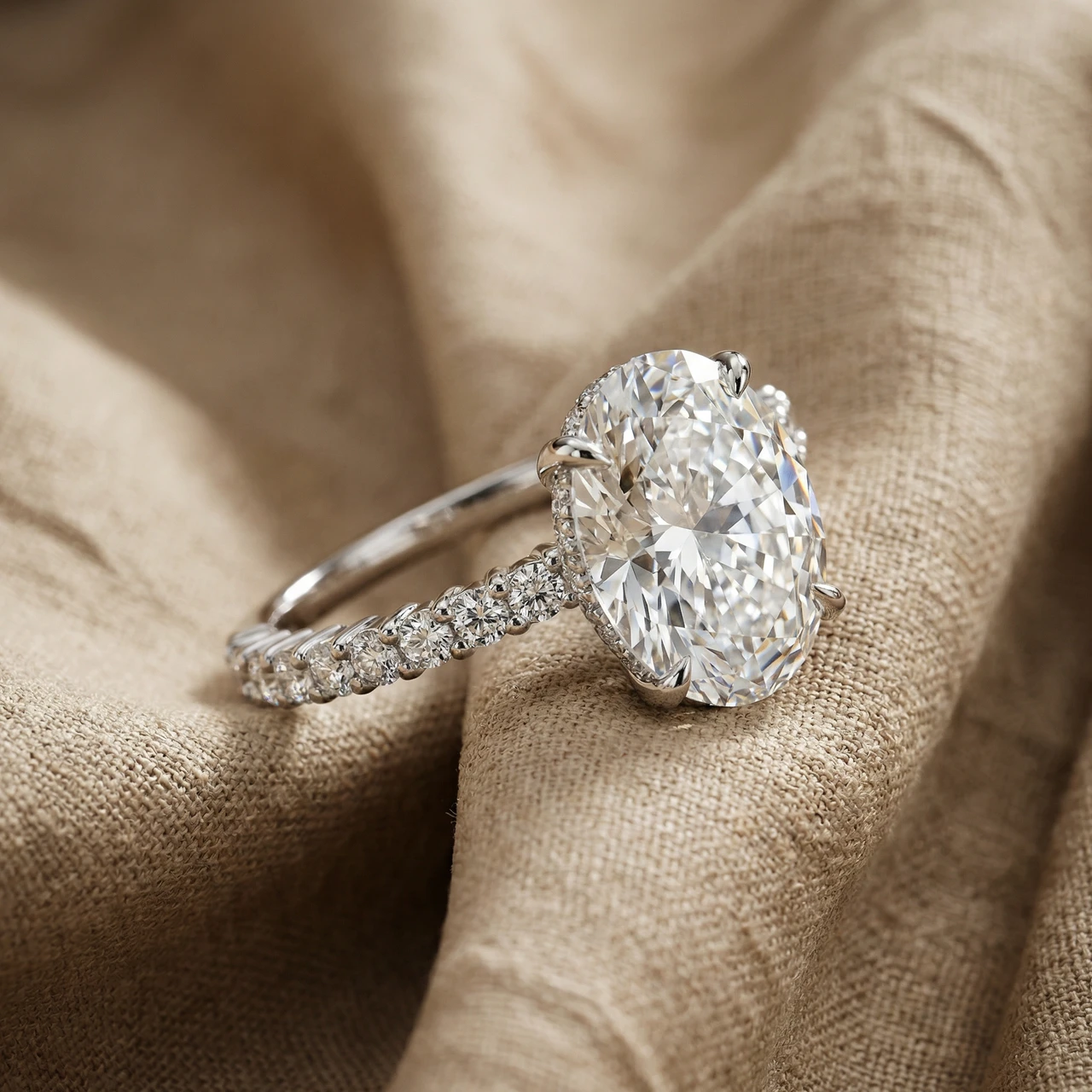 Certified 4 1/2Ct Hidden Halo Diamond Engagement Ring 14k Gold Lab Grown (E-F, VS)