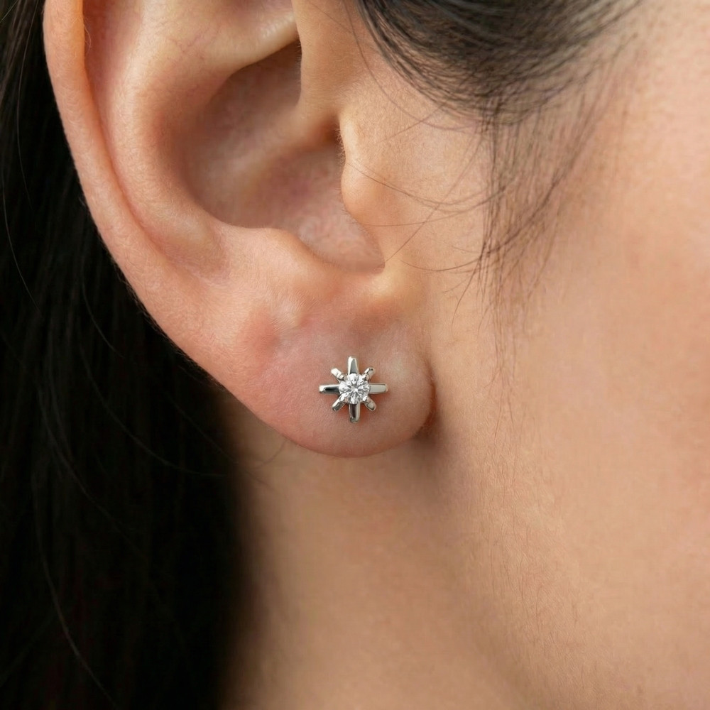 アクセサリー DIAMOND SLAB STUD EARRING 1/3Ct Diamond Starburst Diamond Studs 14k Gold Lab Grown Earrings