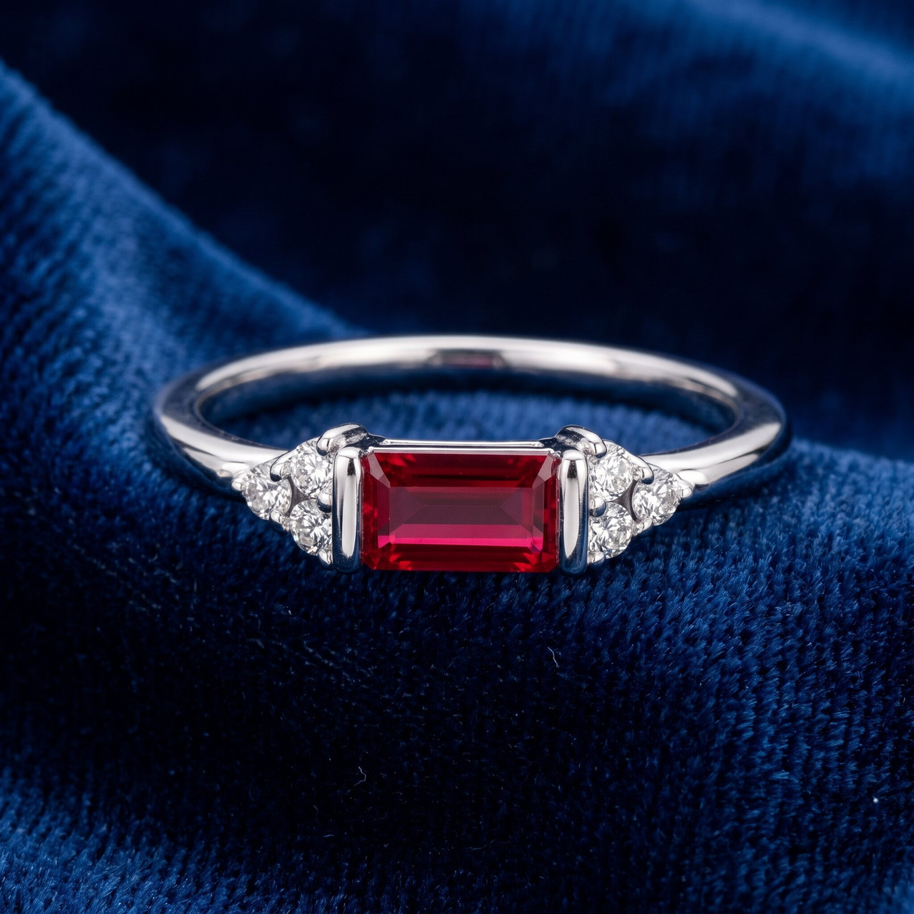 1/3Ct Thin Ruby Diamond Stackable Wedding Ring 14k Gold Lab Grown