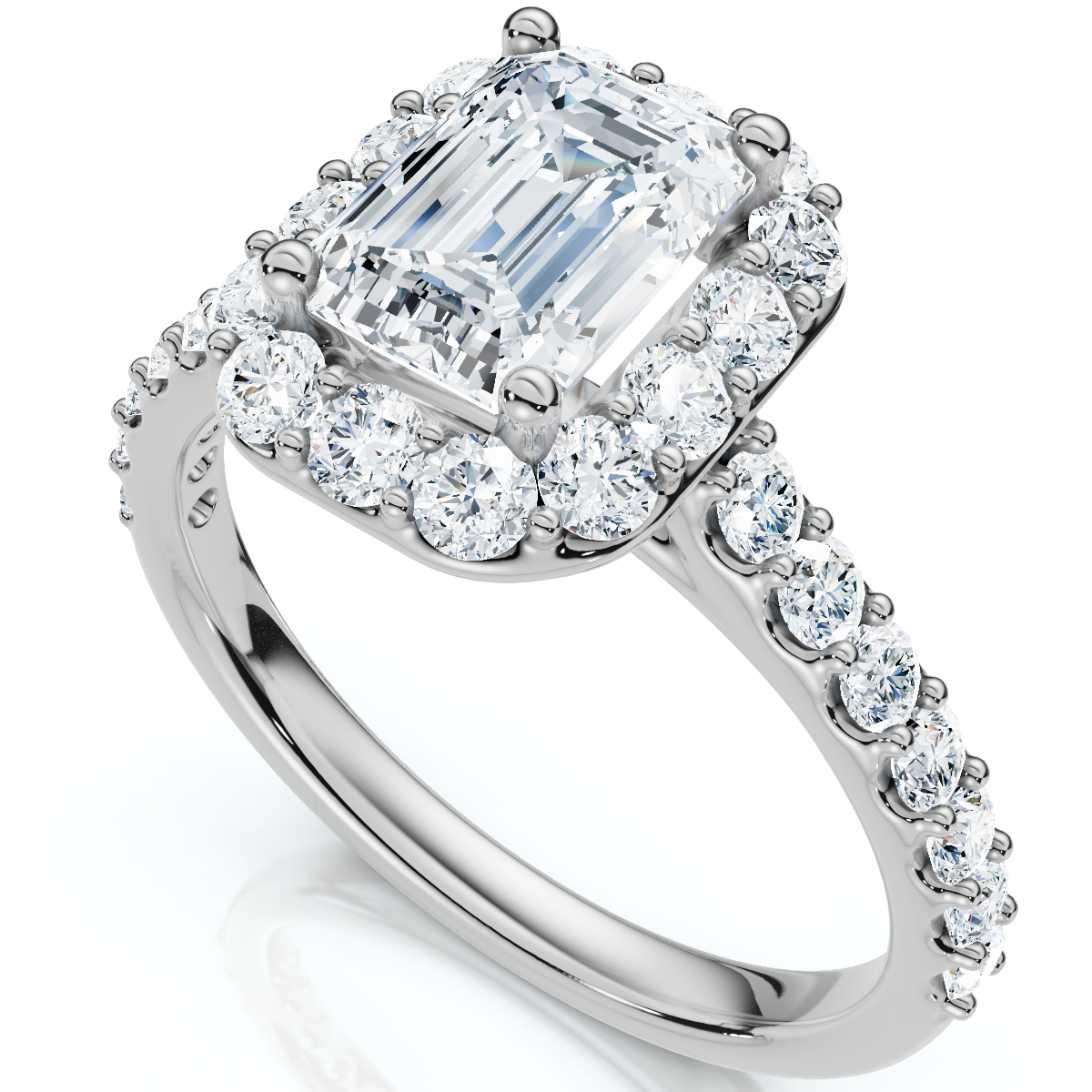 1 3/4Ct Emerald Cut Diamond Halo Engagement Ring 10k Gold Lab Grown (F-G, VS)