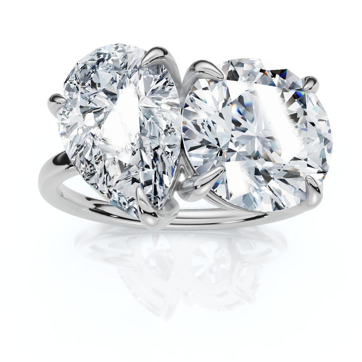 Certified Toi Et Moi 5Ct Diamond Ring 14k Gold Lab Grown (F-G, VS)