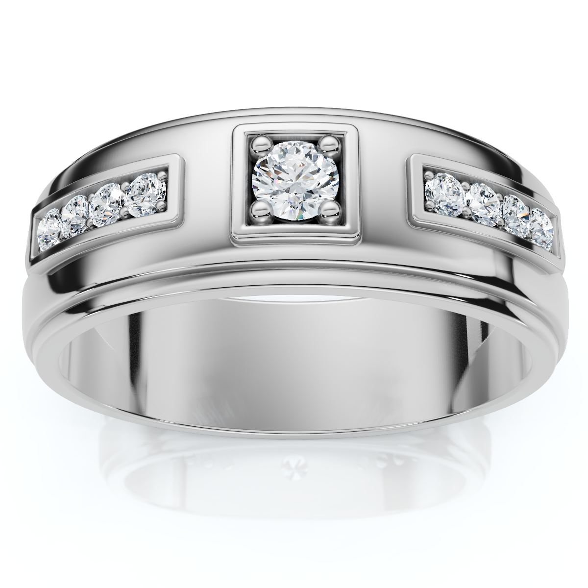 Men's 1/4Ct Matthew Diamond Wedding Ring Polished Gold 10k Lab Grown (F-G, VS)