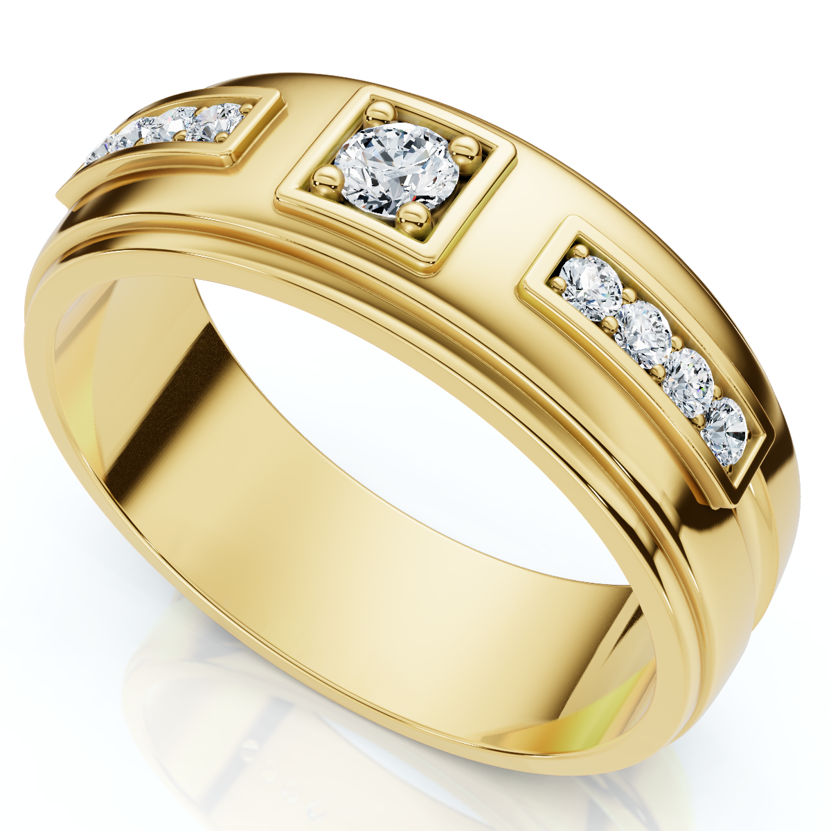 Men's 1/4Ct Matthew Diamond Wedding Ring Polished Gold 10k Lab Grown (F-G, VS)