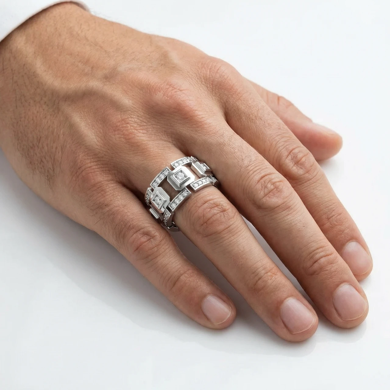 1 1/4Ct Diamond Ring Men's Lab Grown Wedding Band in 10k White or Yellow Gold (F-G, VS)