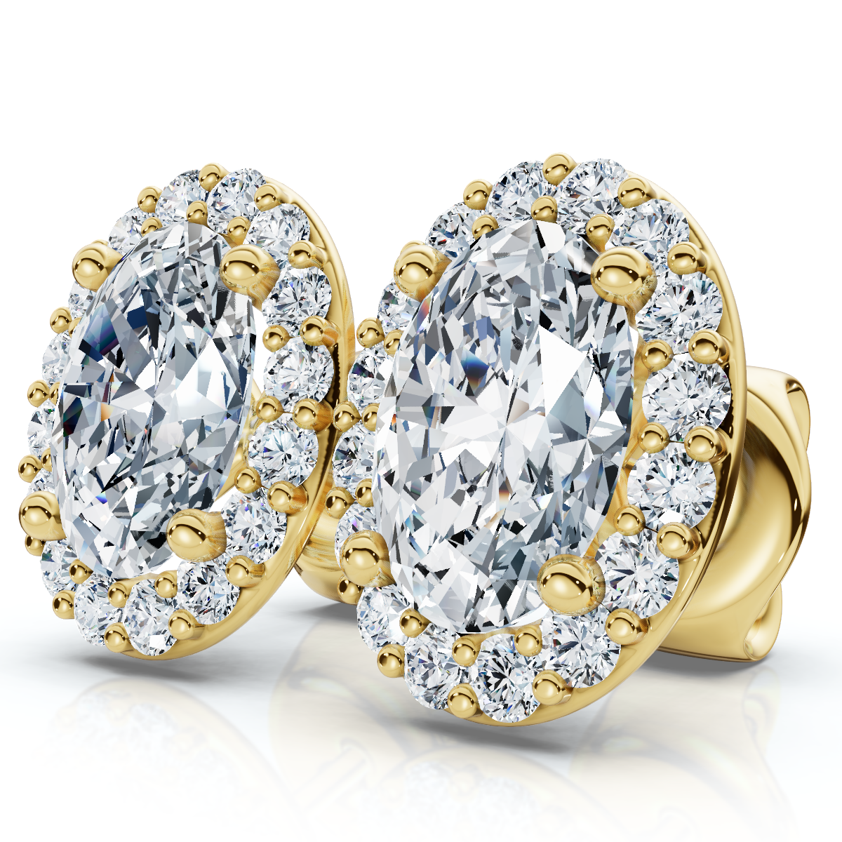 2 1/2Ct Oval Diamond 14k Gold Lab Grown Halo Earrings (E-F, VS)