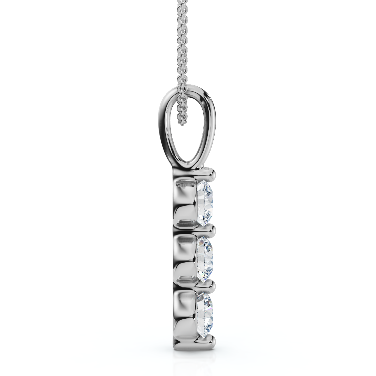 Delicate Three Stone Diamond 10k White Or Yellow Gold Lab Grown 18" Necklace (E-F, VS)
