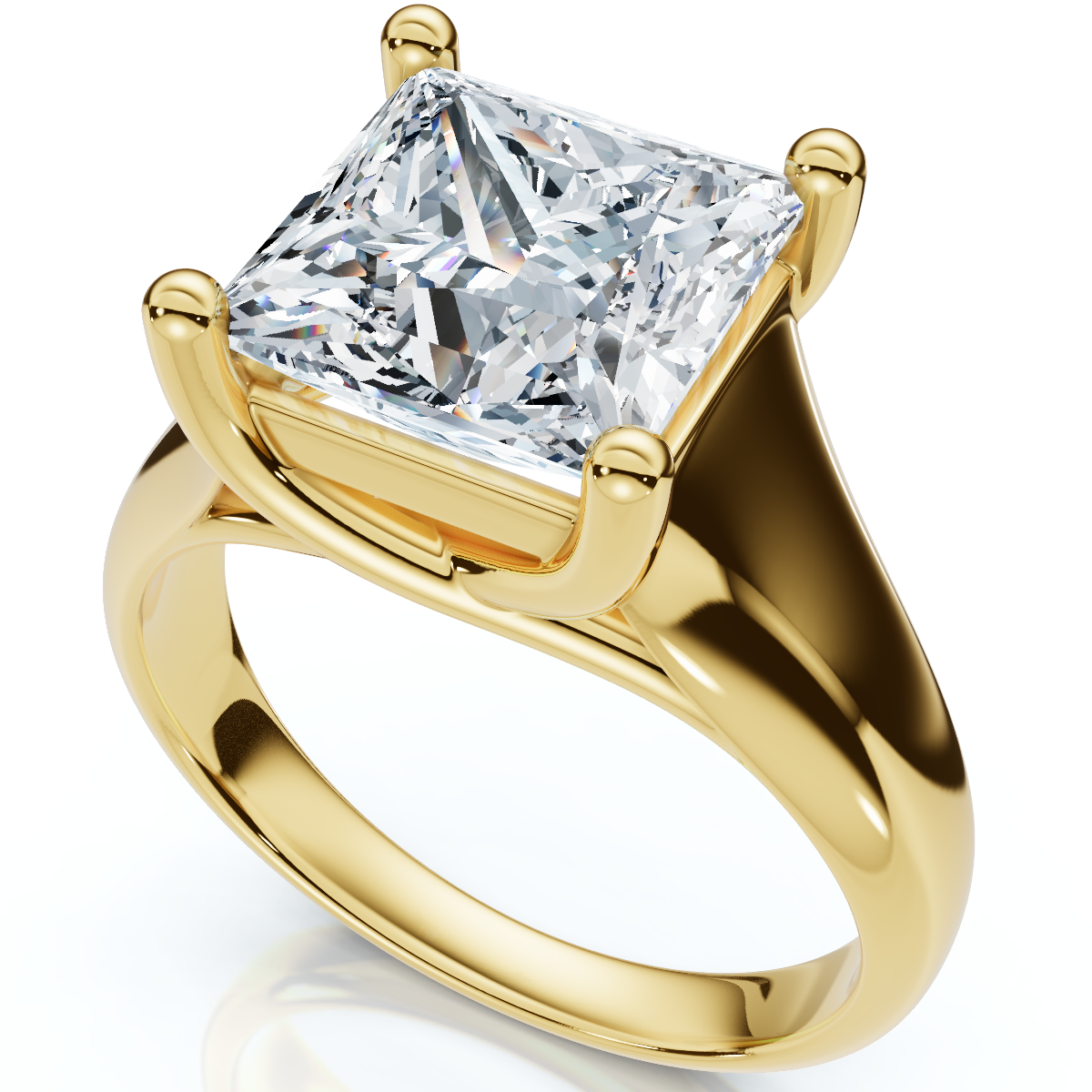 Certified 3Ct Celestia Princess Cut Diamond Engagement Ring 14k Gold Lab Grown (F-G, VS2-SI1)