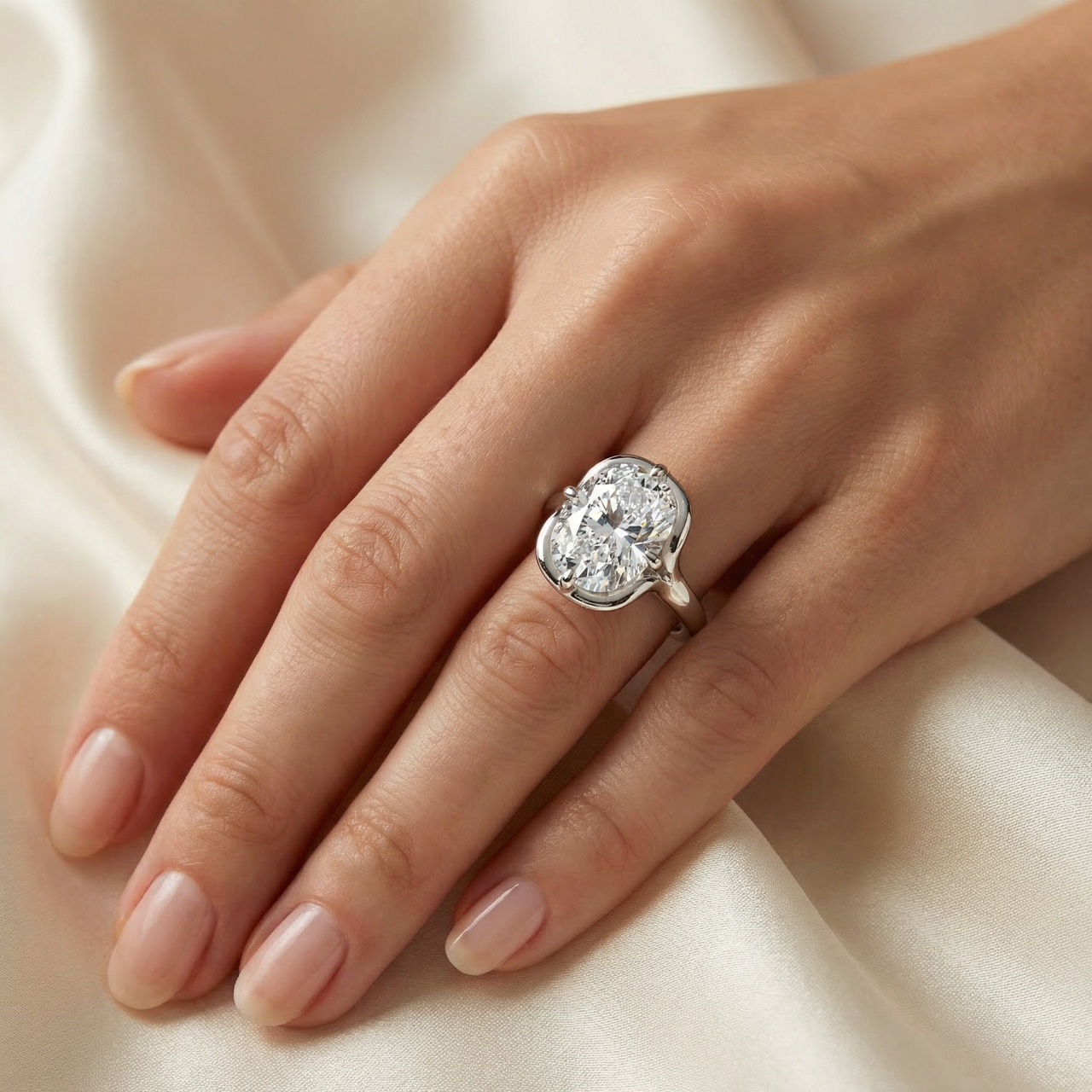 Certified 3Ct Sylva Elongated Cushion Diamond Engagement Ring 14k Gold Lab Grown (F-G, VS2-SI1)