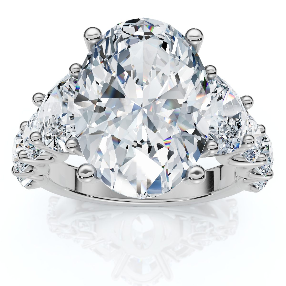 Certified 7 1/2Ct Laura Diamond Engagement Ring (5Ct Center) 14k Gold Lab Grown (E-F, VS)