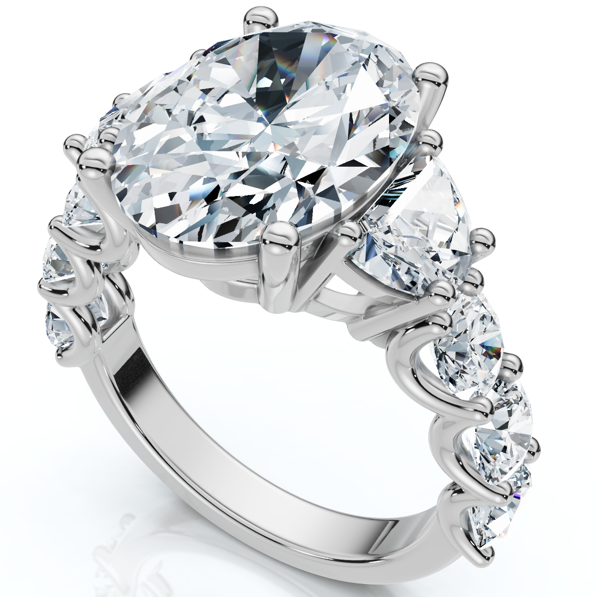 Certified 7 1/2Ct Laura Diamond Engagement Ring (5Ct Center) 14k Gold Lab Grown (E-F, VS)