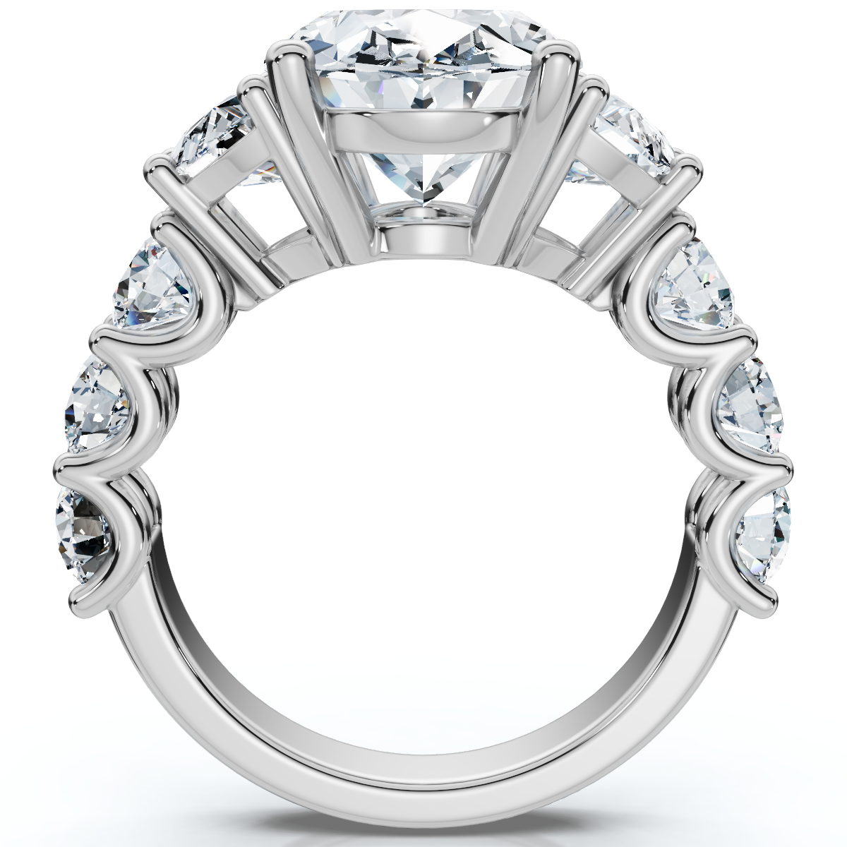 Certified 7 1/2Ct Laura Diamond Engagement Ring (5Ct Center) 14k Gold Lab Grown (E-F, VS)