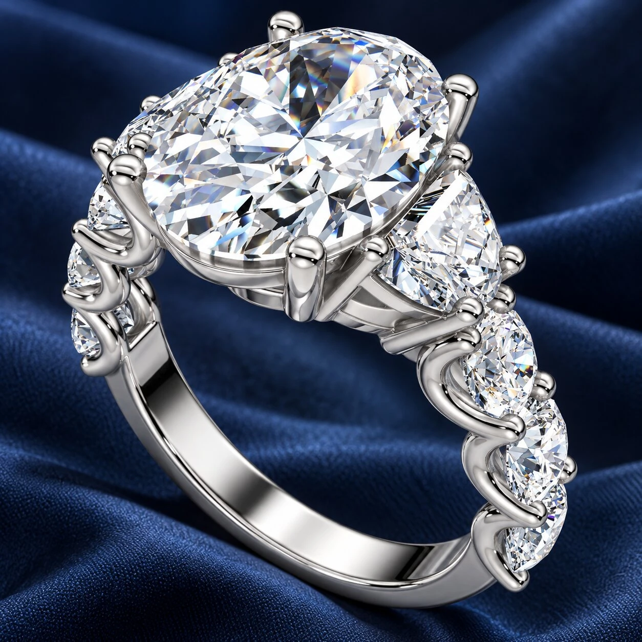 Certified 7 1/2Ct Laura Diamond Engagement Ring (5Ct Center) 14k Gold Lab Grown (E-F, VS)