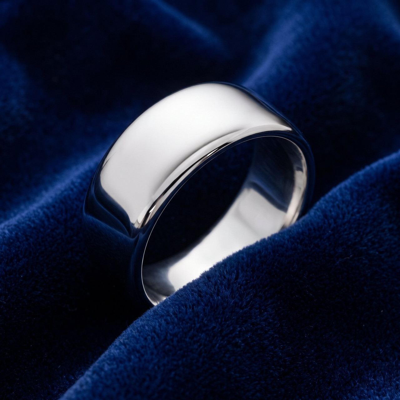 9mm Dome High Polished Wedding Band 14K White Gold
