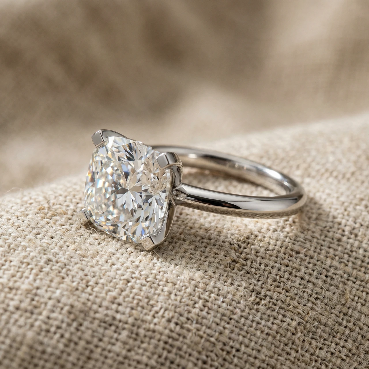 Certified 7Ct Cushion Diamond Engagement Ring 14k Gold Lab Grown (F-G, VS2-SI1)