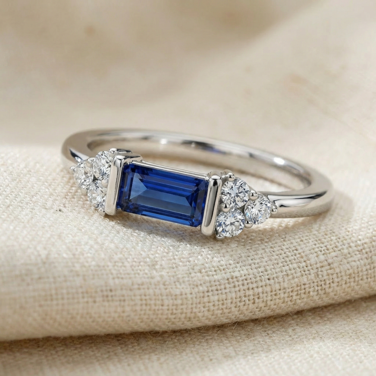 1/3Ct Thin Sapphire Diamond Stackable Wedding Ring 14k Gold Lab Grown (F-G, VS)