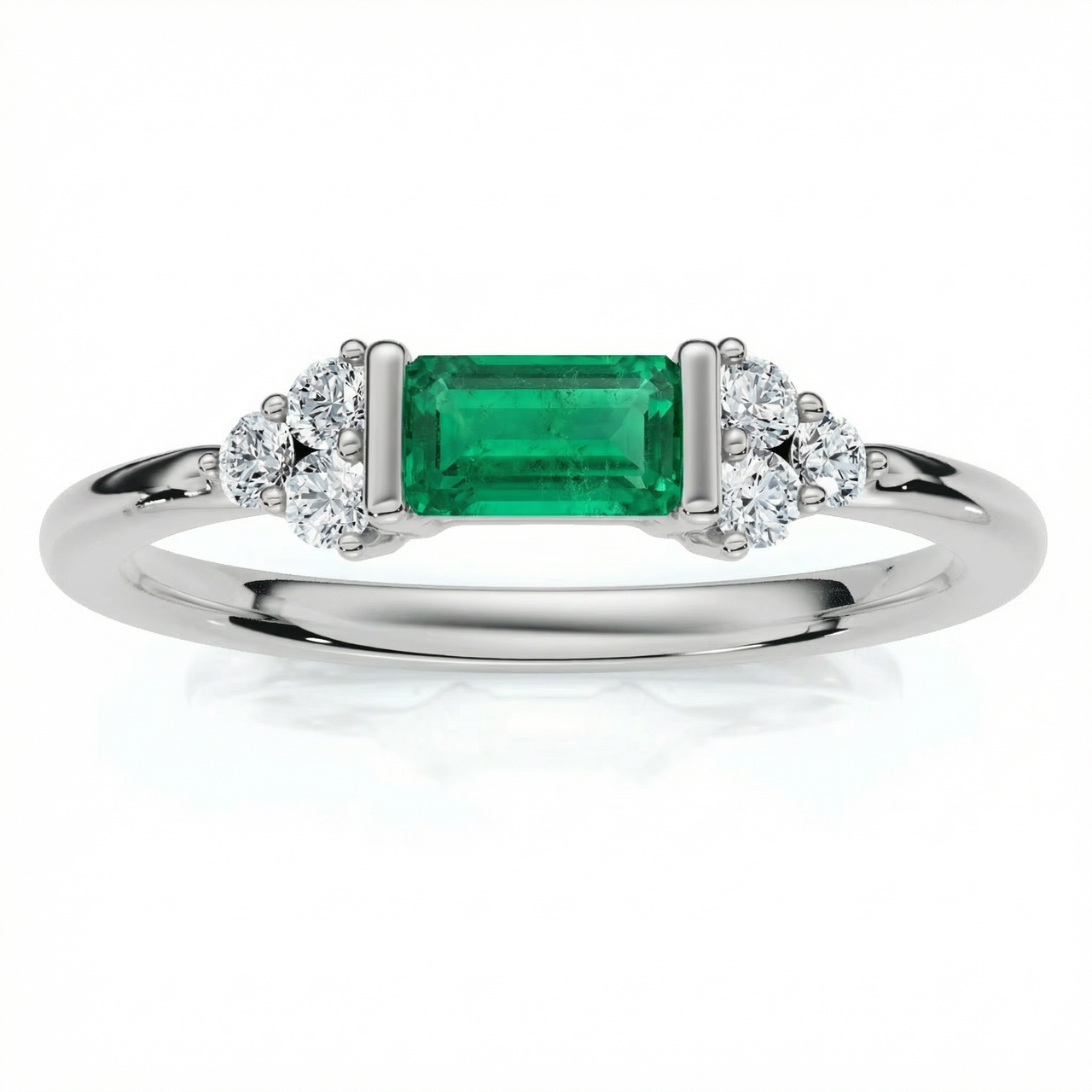 1/3Ct Thin Emerald Diamond Stackable Wedding Ring 14k Gold Lab Grown (F-G, VS)