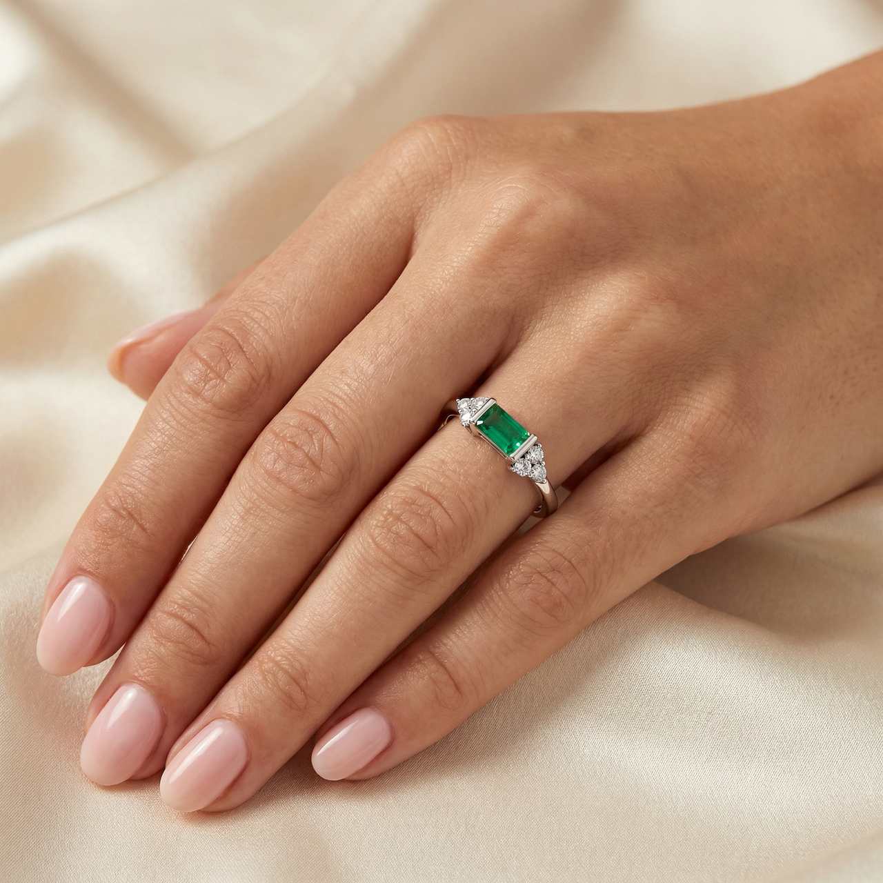 1/3Ct Thin Emerald Diamond Stackable Wedding Ring 14k Gold Lab Grown (F-G, VS)