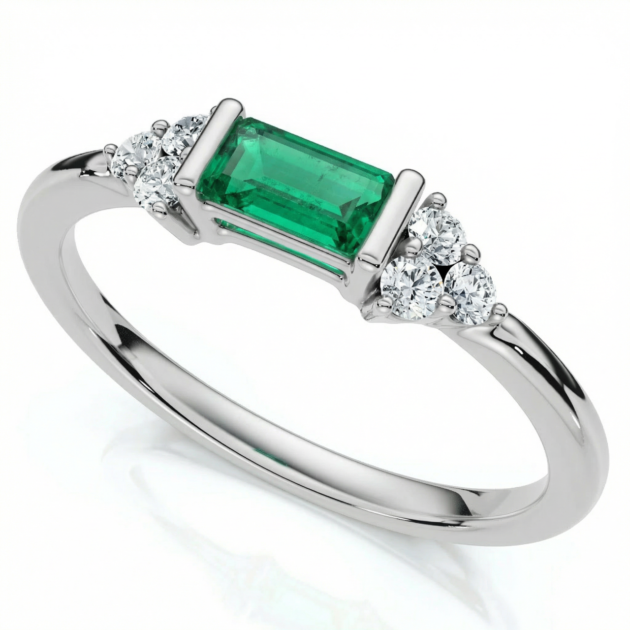 1/3Ct Thin Emerald Diamond Stackable Wedding Ring 14k Gold Lab Grown (F-G, VS)