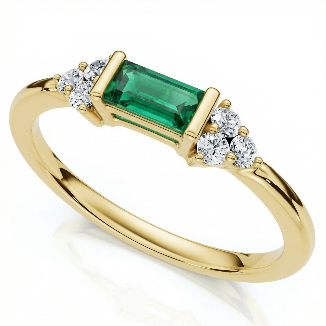 1/3Ct Thin Emerald Diamond Stackable Wedding Ring 14k Gold Lab Grown (F-G, VS)