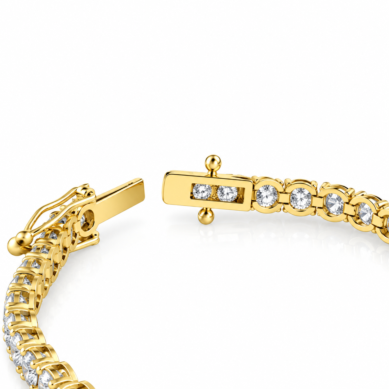 13Ct Round-Cut Diamond Tennis Bracelet 14k Yellow Gold 7" Lab Grown (F/VS) (F-G, VS)
