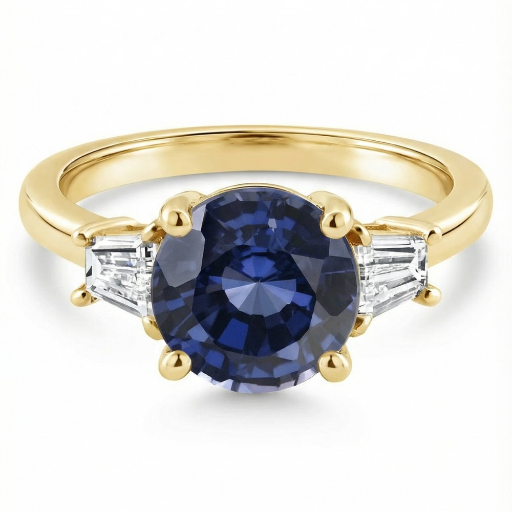 4 3/4Ct Blue Sapphire & Diamond Engagement Anniversary Ring Gold Lab Grown (E-F, VS)