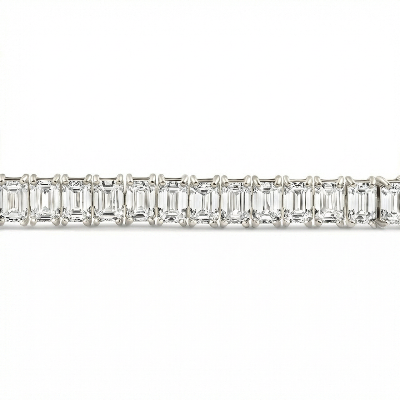 20Ct Emerald Cut Diamond Tennis Bracelet 14k Gold 7" Lab Grown (F-G, VS)