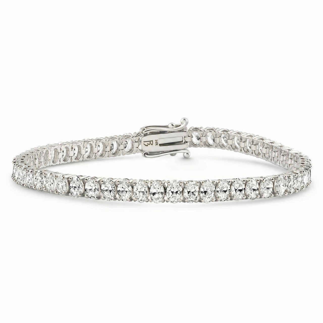 10Ct Oval Diamond Tennis Bracelet 14k Gold 7" Lab Grown (F-G, VS)