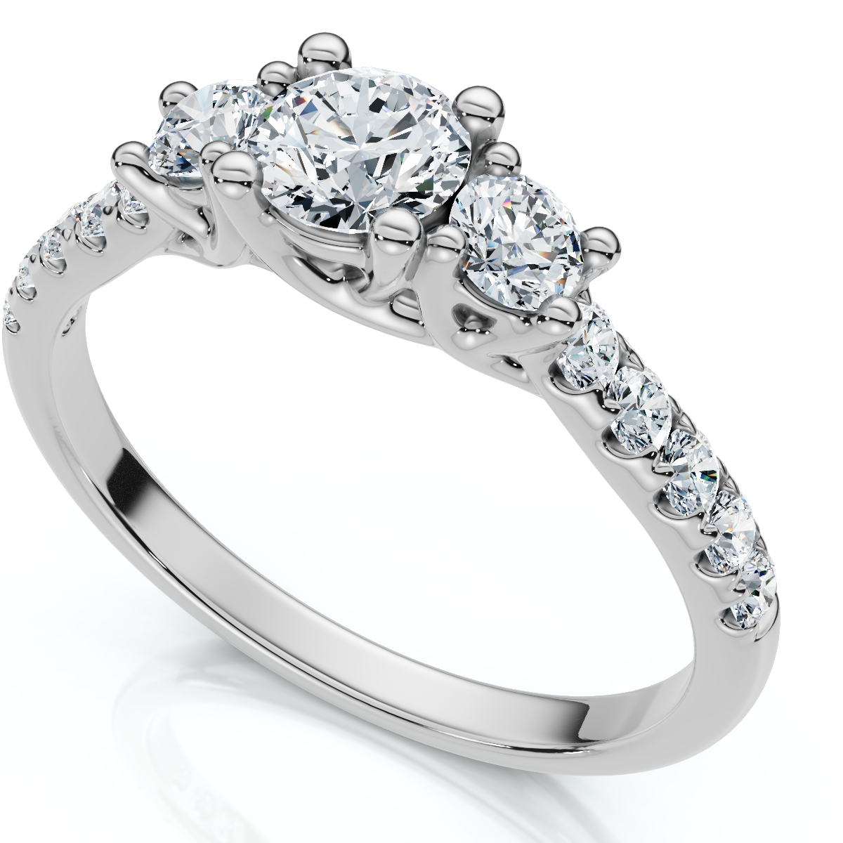 3/4ct Elira Three Stone Diamond Ring 10K Gold Lab Grown (E-F, VS)