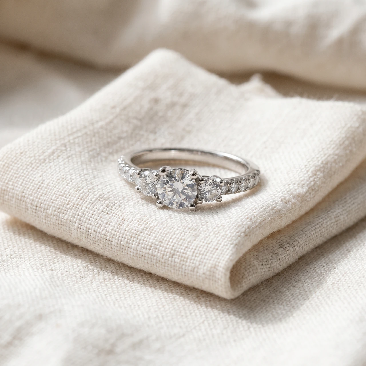 3/4ct Elira Three Stone Diamond Ring 10K Gold Lab Grown (E-F, VS)