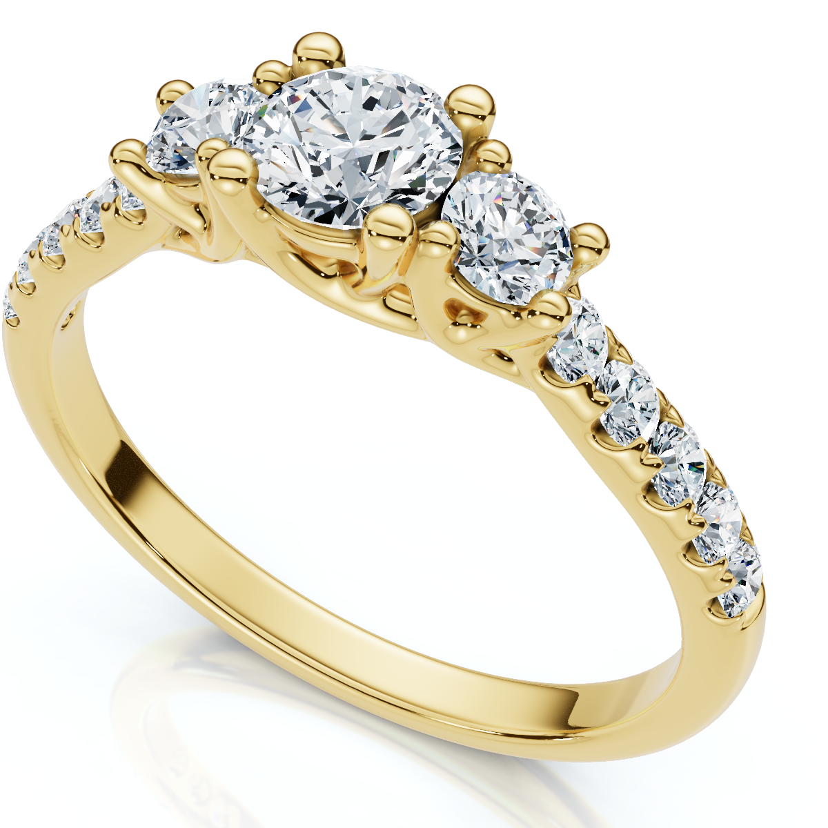 3/4ct Elira Three Stone Diamond Ring 10K Gold Lab Grown (E-F, VS)