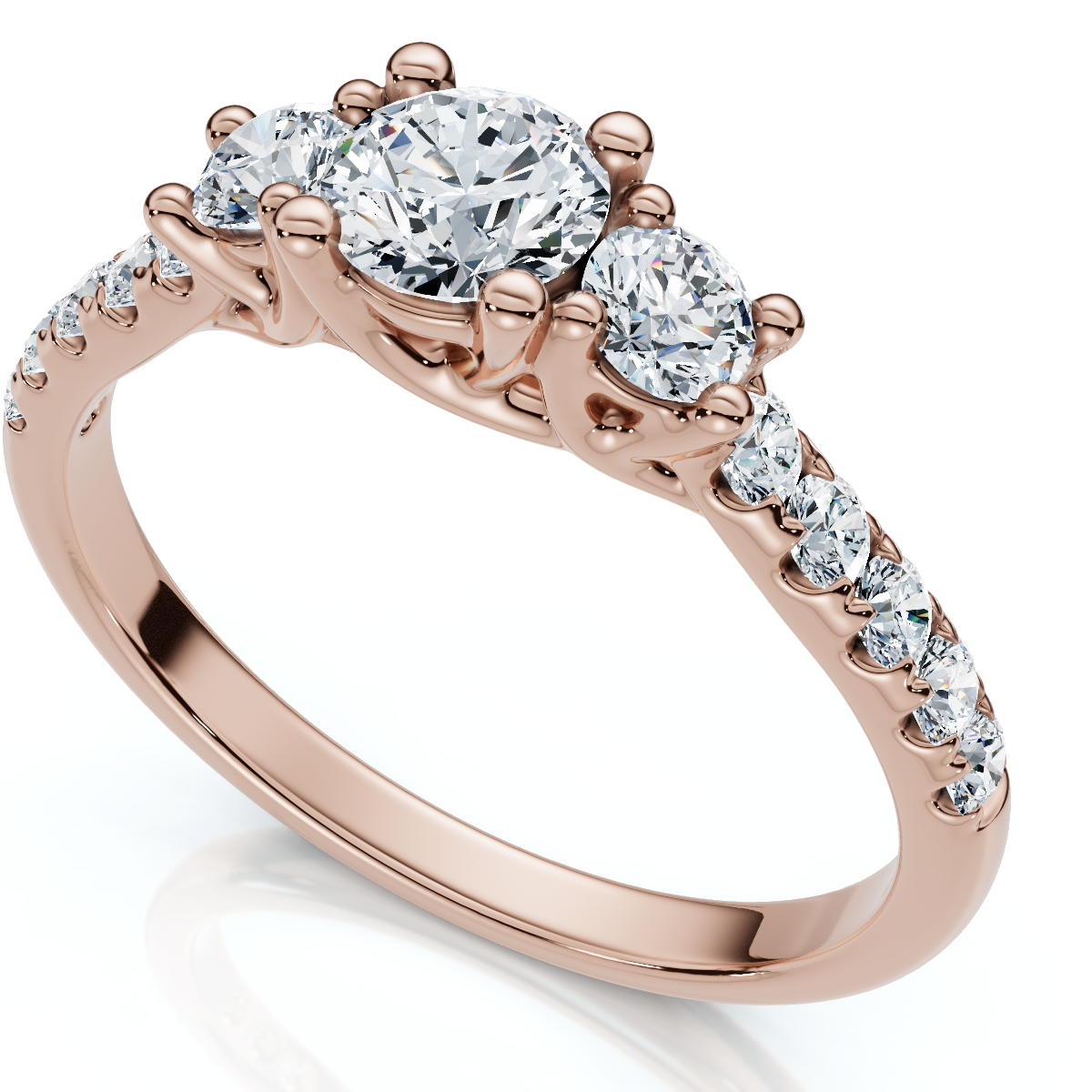 3/4ct Elira Three Stone Diamond Ring 10K Gold Lab Grown (E-F, VS)